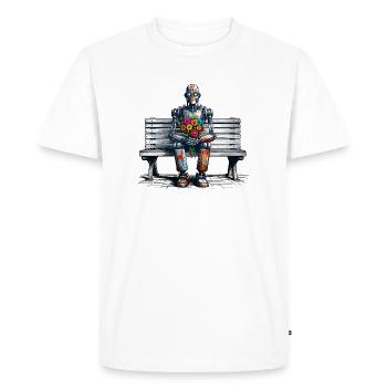 Robot Bench Flowers Robot Love Rusty Art - Men's Premium Organic T-Shirt - white - Front - Nico (187cm)