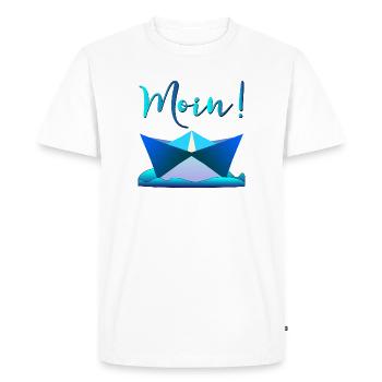 BATEAU EN PAPIER - MOIN BIENVENUE ALLEMAGNE DU NORD - T-shirt Premium bio Homme - blanc - Devant - Nico (187cm)