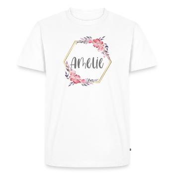 Amélie fille prénom cadeau de bébé - T-shirt Premium bio Homme - blanc - Devant - Nico (187cm)