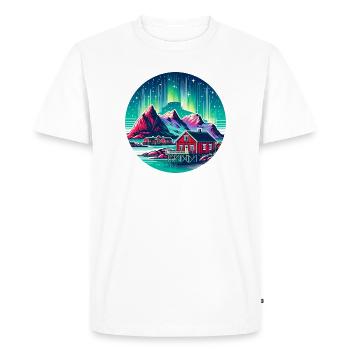 Lofoten Norvège Aurores boréales - T-shirt Premium bio Homme - blanc - Devant - Nico (187cm)