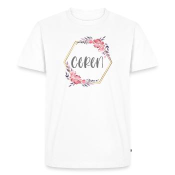 Ceren Turk prénom Turquie cadeau de bébé - T-shirt Premium bio Homme - blanc - Devant - Nico (187cm)