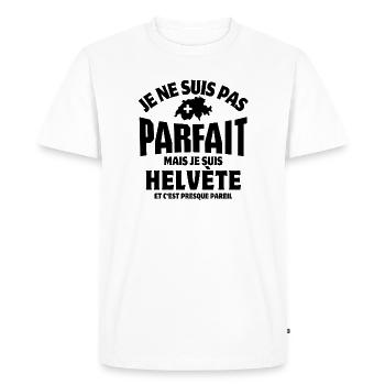 Suisse, Suisse humour, Helvète - T-shirt Premium bio Homme - blanc - Devant - Nico (187cm)