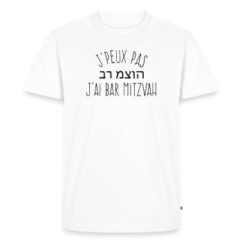 J'peux pas j'ai Bar Mitzvah - Humour Juif - T-shirt Premium bio Homme - blanc - Devant - Nico (187cm)