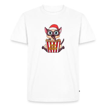 Siamese Cat Cat Animal Christmas - Men's Premium Organic T-Shirt - white - Front - Nico (187cm)