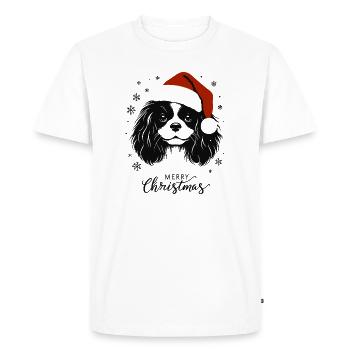 Cavalier King Charles Spaniel - Joyeux Noël - T-shirt Premium bio Homme - blanc - Devant - Nico (187cm)