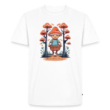 Cueilleur de champignons mignon - T-shirt Premium bio Homme - blanc - Devant - Nico (187cm)