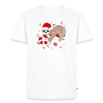 paresseux drôle avec de la canne de Noël - T-shirt Premium bio Homme - blanc - Devant - Nico (187cm)