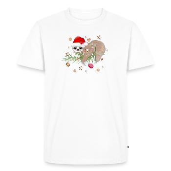paresseux drôle avec branche de sapin pour Noël - T-shirt Premium bio Homme - blanc - Devant - Nico (187cm)