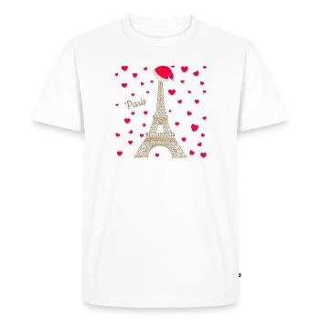 Tour Eiffel Paris au moment de Noël, coeur d'amour - T-shirt Premium bio Homme - blanc - Devant - Nico (187cm)