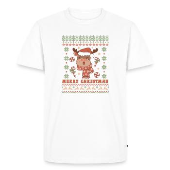 Pull de Noël moche - T-shirt Premium bio Homme - blanc - Devant - Nico (187cm)