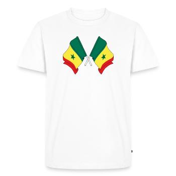 Deux drapeaux croisés par le Sénégal - T-shirt Premium bio Homme - blanc - Devant - Nico (187cm)