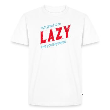 Fier d’être paresseux - T-shirt Premium bio Homme - blanc - Devant - Nico (187cm)