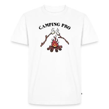 Feu de camp Camping Déclaration Camping Camper - T-shirt Premium bio Homme - blanc - Devant - Nico (187cm)