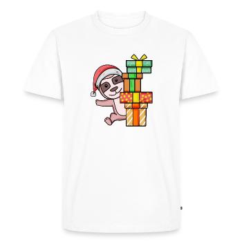 Paresseux avec bonnet de Père Noël - T-shirt Premium bio Homme - blanc - Devant - Nico (187cm)
