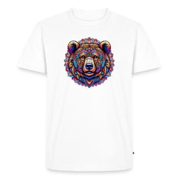 Bear decorated with Mandalas - Men's Premium Organic T-Shirt - white - Front - Nico (187cm)