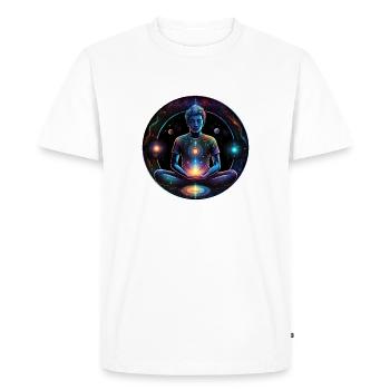 Méditation Cosmique Énergie Stellaire - T-shirt Premium bio Homme - blanc - Devant - Nico (187cm)