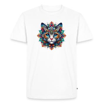 Chat décoré de Mandalas - T-shirt Premium bio Homme - blanc - Devant - Nico (187cm)
