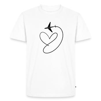 Avion Flyer avec coeur - T-shirt Premium bio Homme - blanc - Devant - Nico (187cm)