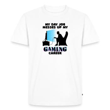 Carrière Gamer Déclaration Bourreau de travail Travail Emploi - T-shirt Premium bio Homme - blanc - Devant - Nico (187cm)