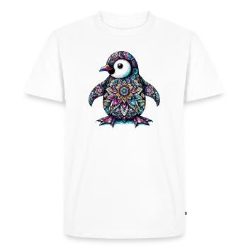 Pingouin décoré de Mandalas - T-shirt Premium bio Homme - blanc - Devant - Nico (187cm)