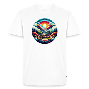 Vélo de route, paysage pittoresque de gravier - T-shirt Premium bio Homme - blanc - Devant - Nico (187cm)