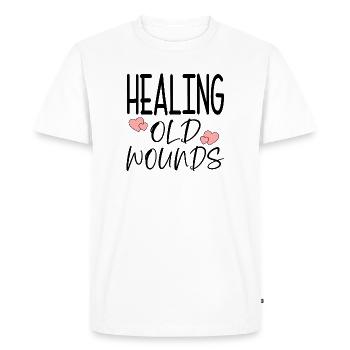 Healing old wounds quote - Men's Premium Organic T-Shirt - white - Front - Nico (187cm)