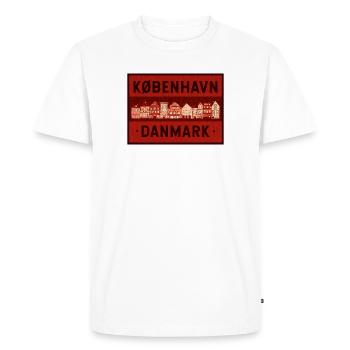 Copenhagen Skyline Imprimé rouge - T-shirt Premium bio Homme - blanc - Devant - Nico (187cm)