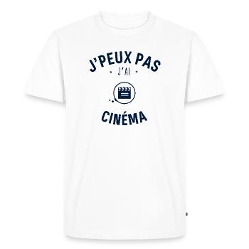 J peux pas j ai Cinéma - T-shirt Premium bio Homme - blanc - Devant - Nico (187cm)