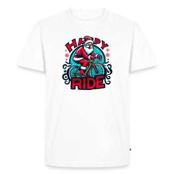 Illustration de vélo de Père Noël festif - T-shirt Premium bio Homme - blanc - Devant - Nico (187cm)