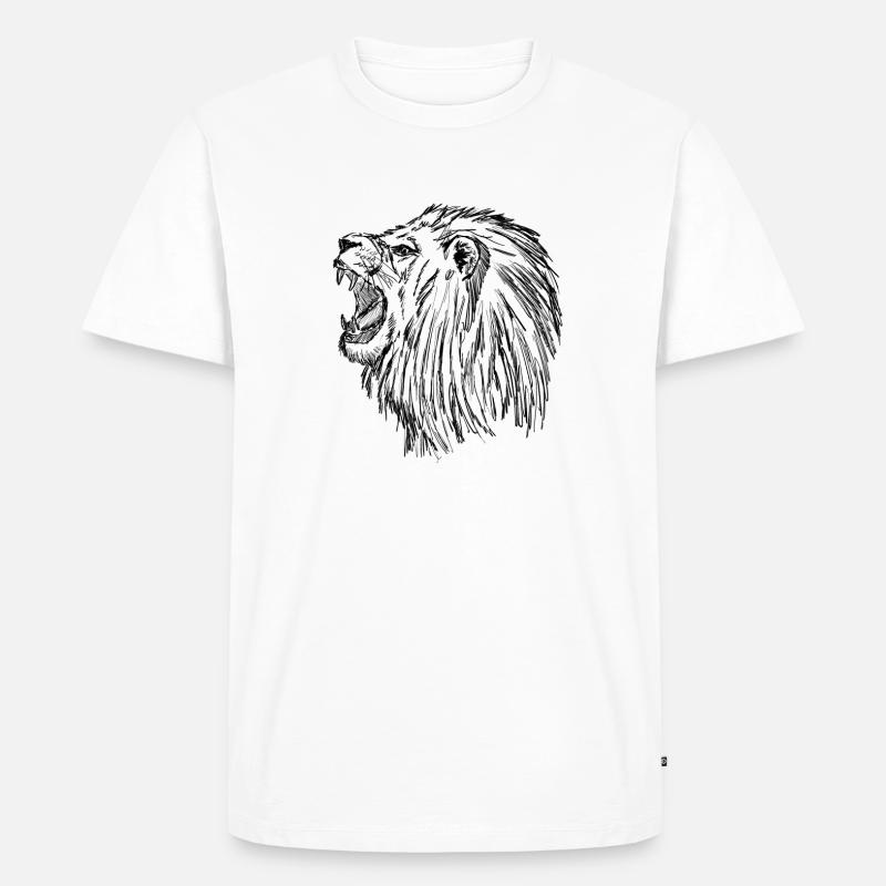 brüllender Löwe - schwarz - Männer Premium Bio T-Shirt - Weiß