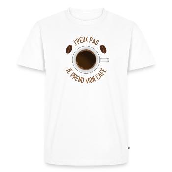 Je peux pas je prend mon café humour - T-shirt Premium bio Homme - blanc - Devant - Nico (187cm)