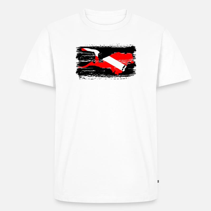 Diagonal Crimson Splash auf Schwarz - Männer Premium Bio T-Shirt - Weiß
