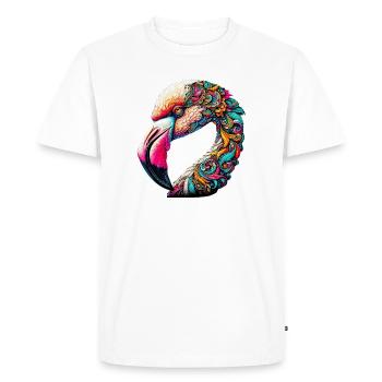 Pink flamingo decorated with Mandalas - Men's Premium Organic T-Shirt - white - Front - Nico (187cm)