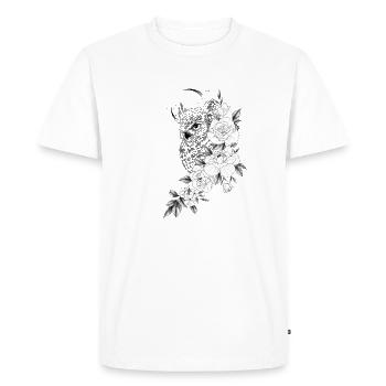 Owl Floral Peony Owl Drawing - Men's Premium Organic T-Shirt - white - Front - Nico (187cm)