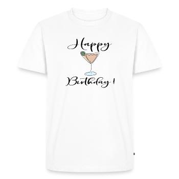 LINE ART HAPPY BIRTHDAY COCKTAIL - Men's Premium Organic T-Shirt - white - Front - Nico (187cm)