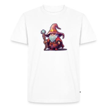 Cute Dwarf Magician Fantasy Garden Gnome Shirt - Men's Premium Organic T-Shirt - white - Front - Nico (187cm)