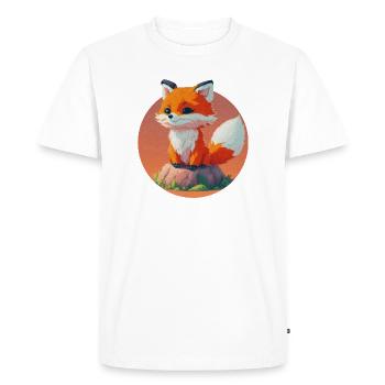 Illustrated Fox in Soft and Warm Style - Men's Premium Organic T-Shirt - white - Front - Nico (187cm)