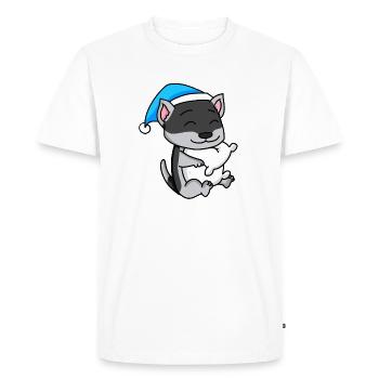 Husky sibérien Sleeping Fatigue Chien - T-shirt Premium bio Homme - blanc - Devant - Nico (187cm)