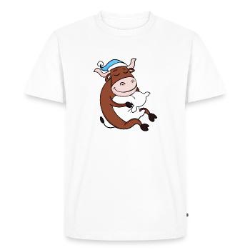 Ox with pillow and sleepy cap - Men's Premium Organic T-Shirt - white - Front - Nico (187cm)