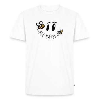 Bee Happy Bee Positive Saying Happiness - Men's Premium Organic T-Shirt - white - Front - Nico (187cm)