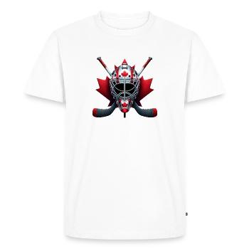 Dessin de hockey sur glace du Canada avec drapeau - T-shirt Premium bio Homme - blanc - Devant - Nico (187cm)
