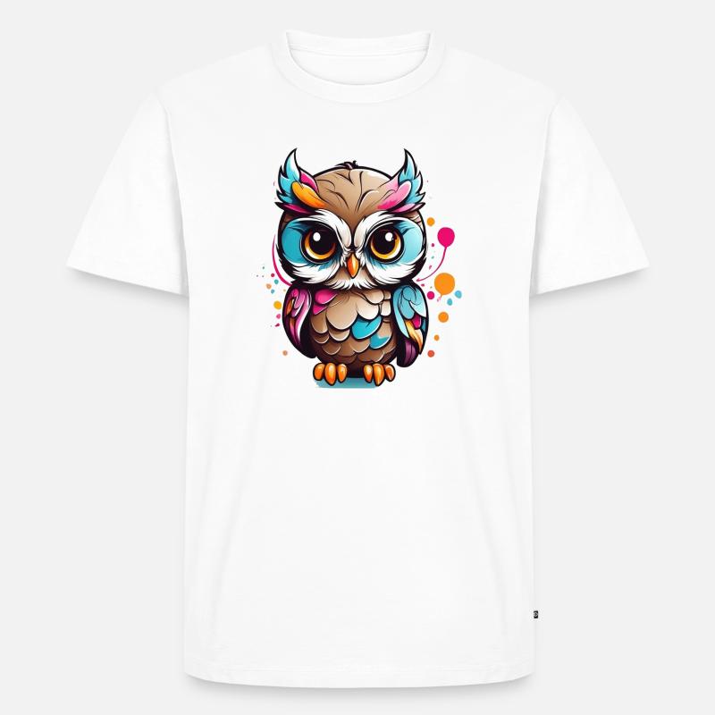 Bunte Eulenfigur im Pop Art Stil - Männer Premium Bio T-Shirt - Weiß