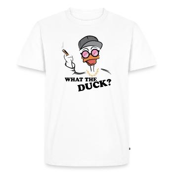 Qu’est-ce que le canard drôle canard gangster dictons drôles - T-shirt Premium bio Homme - blanc - Devant - Nico (187cm)