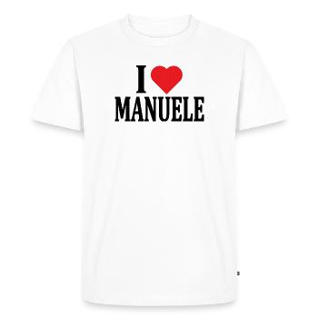 t-shirt J’aime Manuele t-shirt idée cadeau - T-shirt Premium bio Homme - blanc - Devant - Nico (187cm)