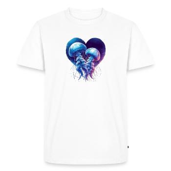 Méduse coeur aquarelle V-Day animaux amour cadeau - T-shirt Premium bio Homme - blanc - Devant - Nico (187cm)