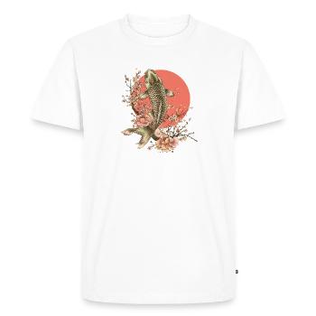 Poisson élégant avec motif de fleurs de cerisier - T-shirt Premium bio Homme - blanc - Devant - Nico (187cm)