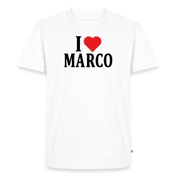 t-shirt j’aime Marco t-shirt idée cadeau - T-shirt Premium bio Homme - blanc - Devant - Nico (187cm)