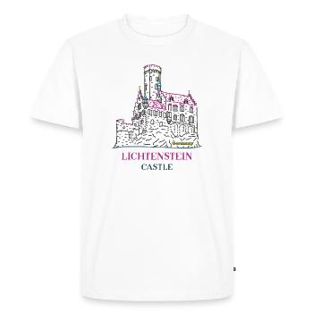 Lichtenstein Castle, Germany, Hand Drawing - Men's Premium Organic T-Shirt - white - Front - Nico (187cm)