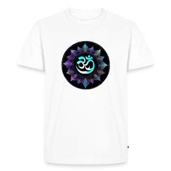 Om Lotus Neon Mandala - T-shirt Premium bio Homme - blanc - Devant - Nico (187cm)