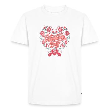 Saint-Valentin Romantique Cœur Floral - T-shirt Premium bio Homme - blanc - Devant - Nico (187cm)